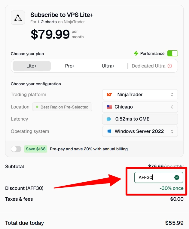 QuantVPS Pricing 2026: All Plans, Cost & 20% OFF 3 Applying QuantVPS Discount Code